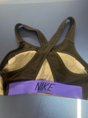Nike Black Sports Bra with Purple Logo Band